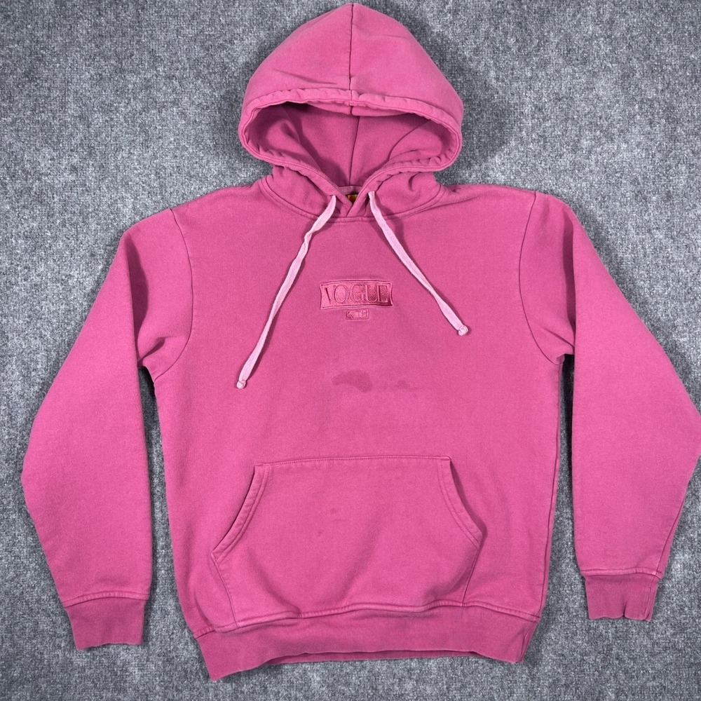 Kith Vogue Hoodie Men Large Pink 125th Anniversary Embroidered Box Logo Pullover
